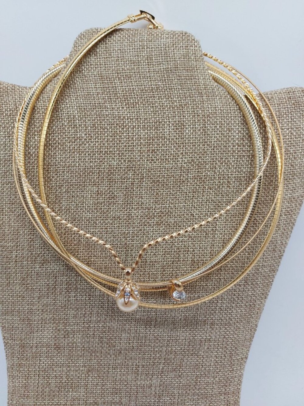 Gold Tone Chokers Necklaces Lot Of 4 Various Brands And Styles